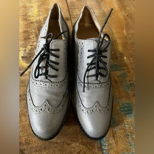 Cole Haan Shoes Silver Iridescent Wing tip Leather Shoes